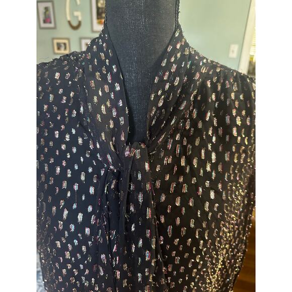 J. Crew Tie-neck blouse with rainbow Lurex - Picture 3 of 10